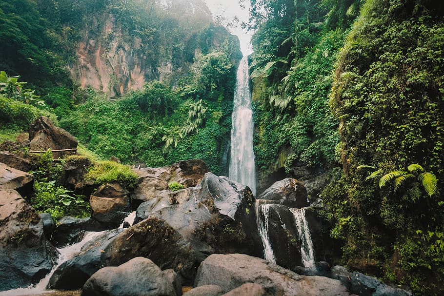 Low Angle Photography of Plunge Waterfalls, cliff, daylight, environment HD wallpaper