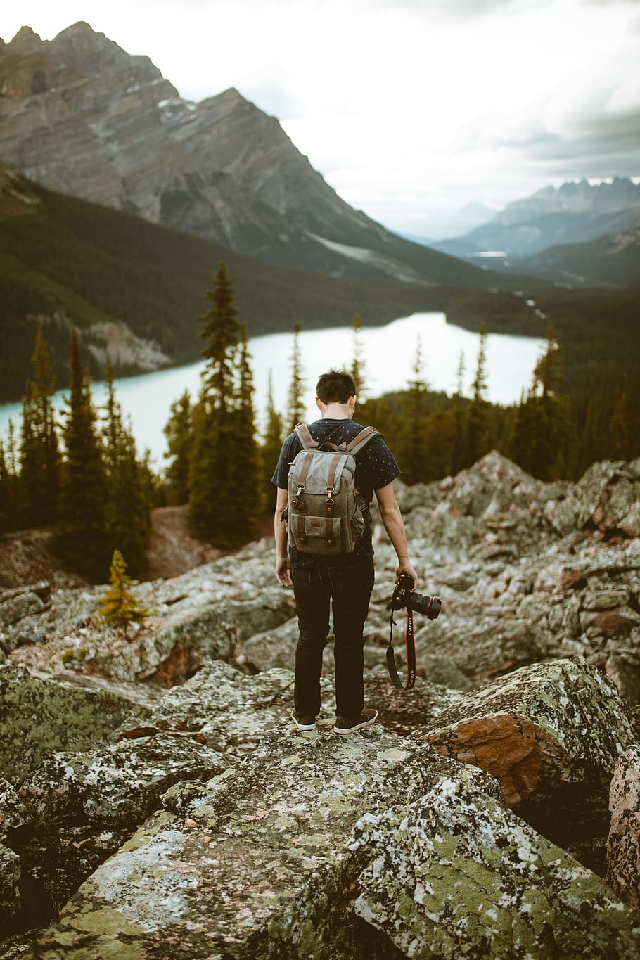 Boy, guy, man, male, person, people, lake, nature, earth, sky HD wallpaper