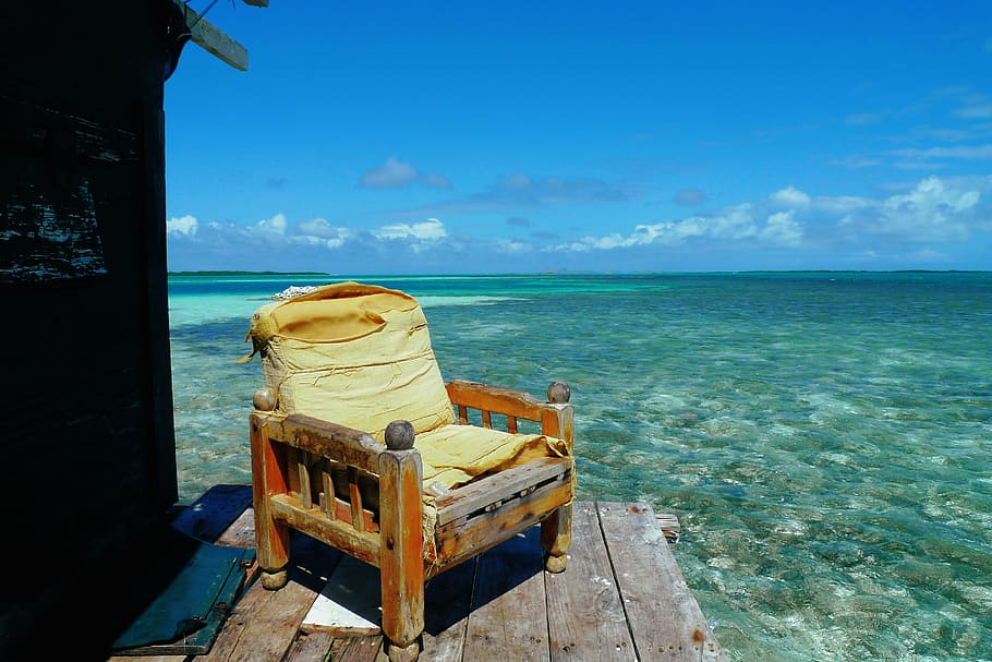 furniture, chair, water, los roques, venezuela, outdoors, nature