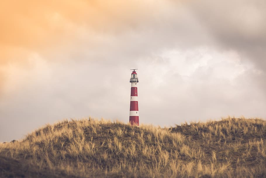 lighthouse, beach, sea, coast, sky, holland, guidance, tower HD wallpaper
