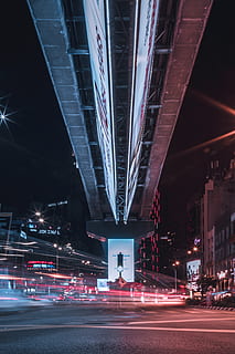 Timelapse Photo of Intersection Under a Bridge, architecture HD wallpaper
