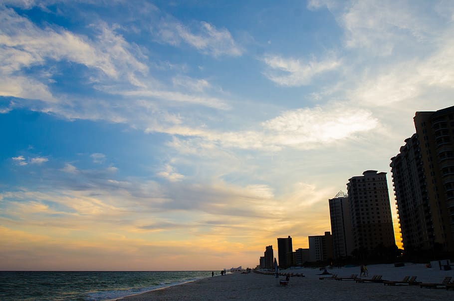 united states, perdido key, sky, water, sea, cloud - sky, architecture, HD wallpaper