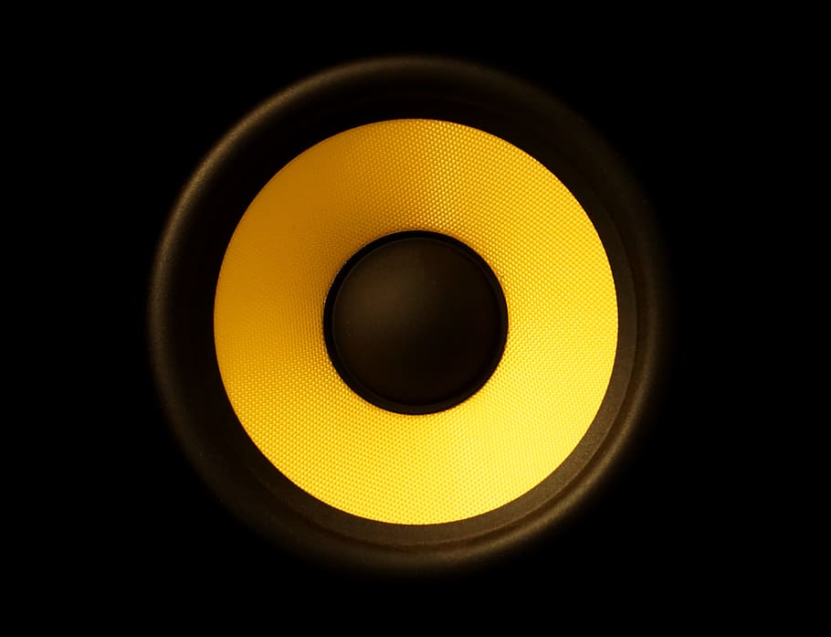 Black and Yellow Speaker, art, audio, bass, bright, close-up