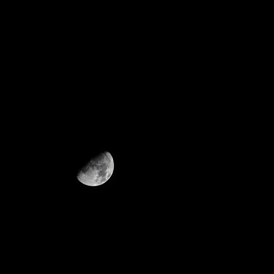 half moon, nature, outdoors, space, universe, outer space, astronomy