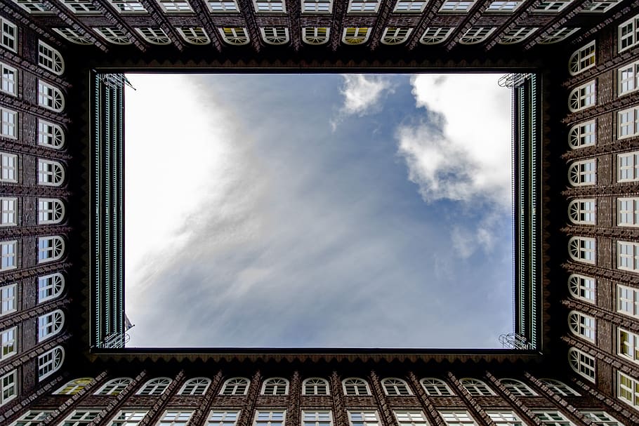 buildings, design, architecture, modern, patterns, sky, windows HD wallpaper