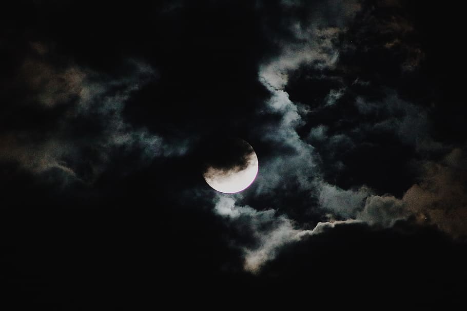 moon, sky, night, beauty in nature, cloud - sky, space, scenics - nature HD wallpaper