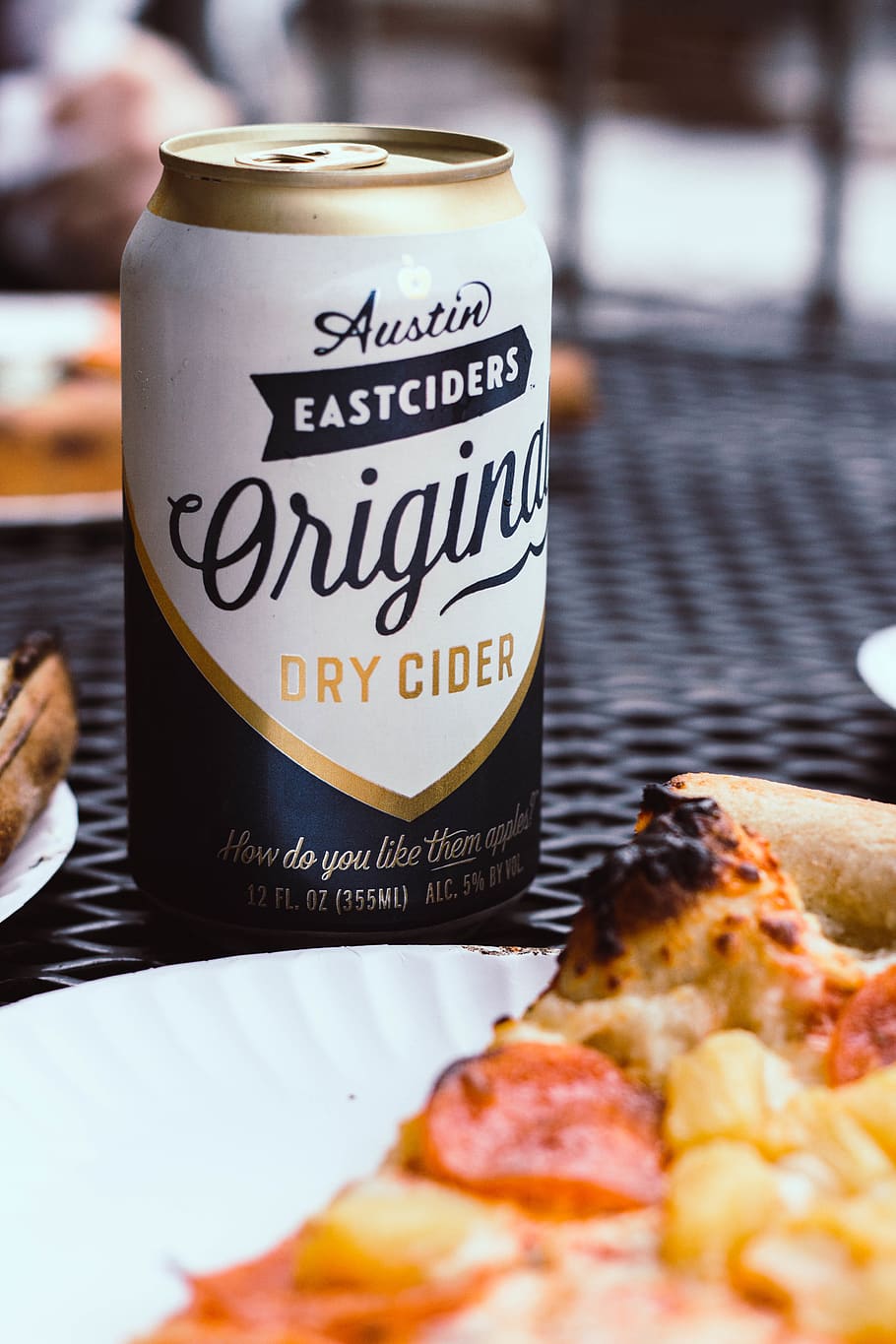 Austin Eastciders Dry Cider Can on Black Metal Table, beverage HD wallpaper