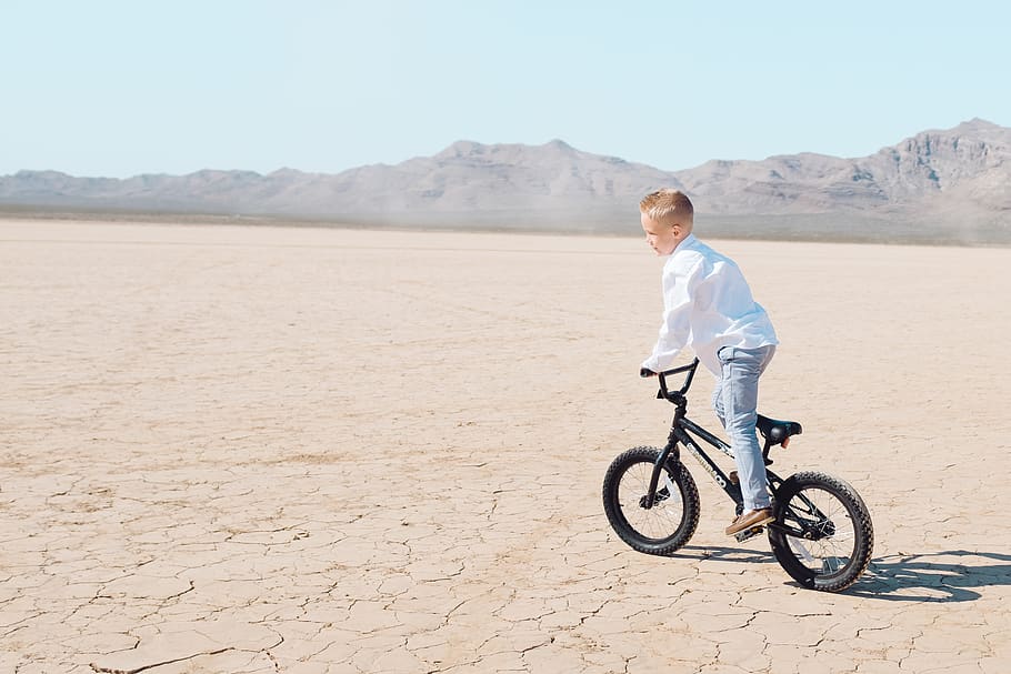 boy riding bicycle, full length, one person, sunlight, transportation HD wallpaper