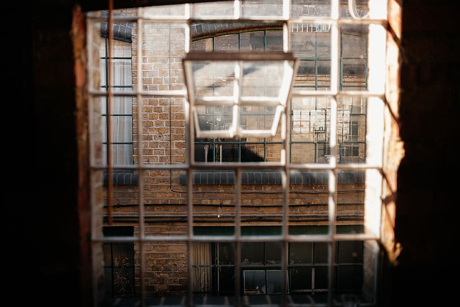 white metal window, cage, no people, day, indoors, grid, architecture HD wallpaper