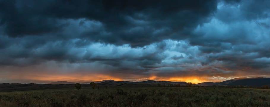 grass field under cloudy sky, grand teton national park, united states HD wallpaper