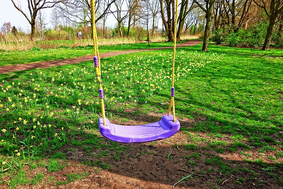 swing, child swing, fun, exercise, swinging, childhood, outside HD wallpaper