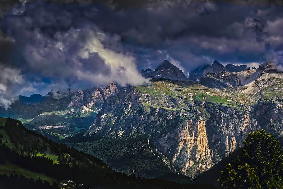 Person Showing Mountain, clouds, landscape, mountain range, mountains HD wallpaper