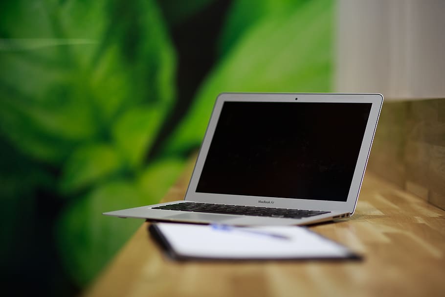 Selective Focus Photo of Macbook Air, blurred background, contemporary HD wallpaper