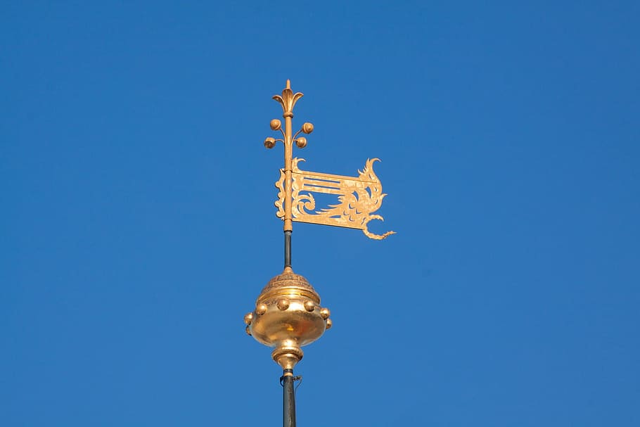 vane, weathervane, direction, object, air, blue, clear sky HD wallpaper