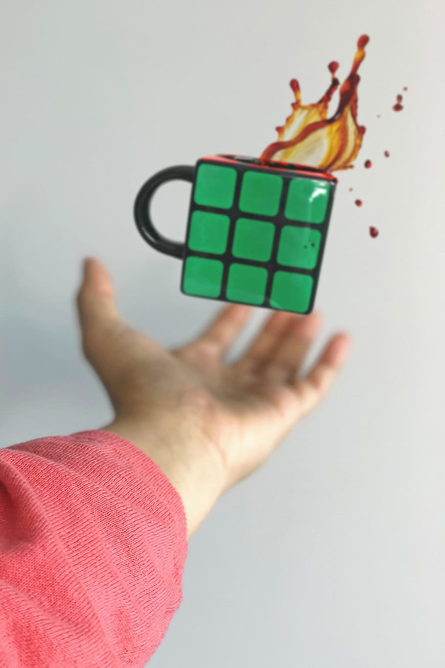Green and Black Coffee Mug on Air, beverage, blur, coffee cup HD wallpaper