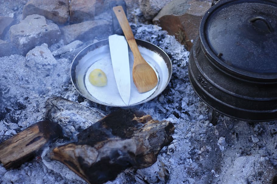 cooking, pans, cleaning, lemon, knife, wooden, spoon, fireplace HD wallpaper