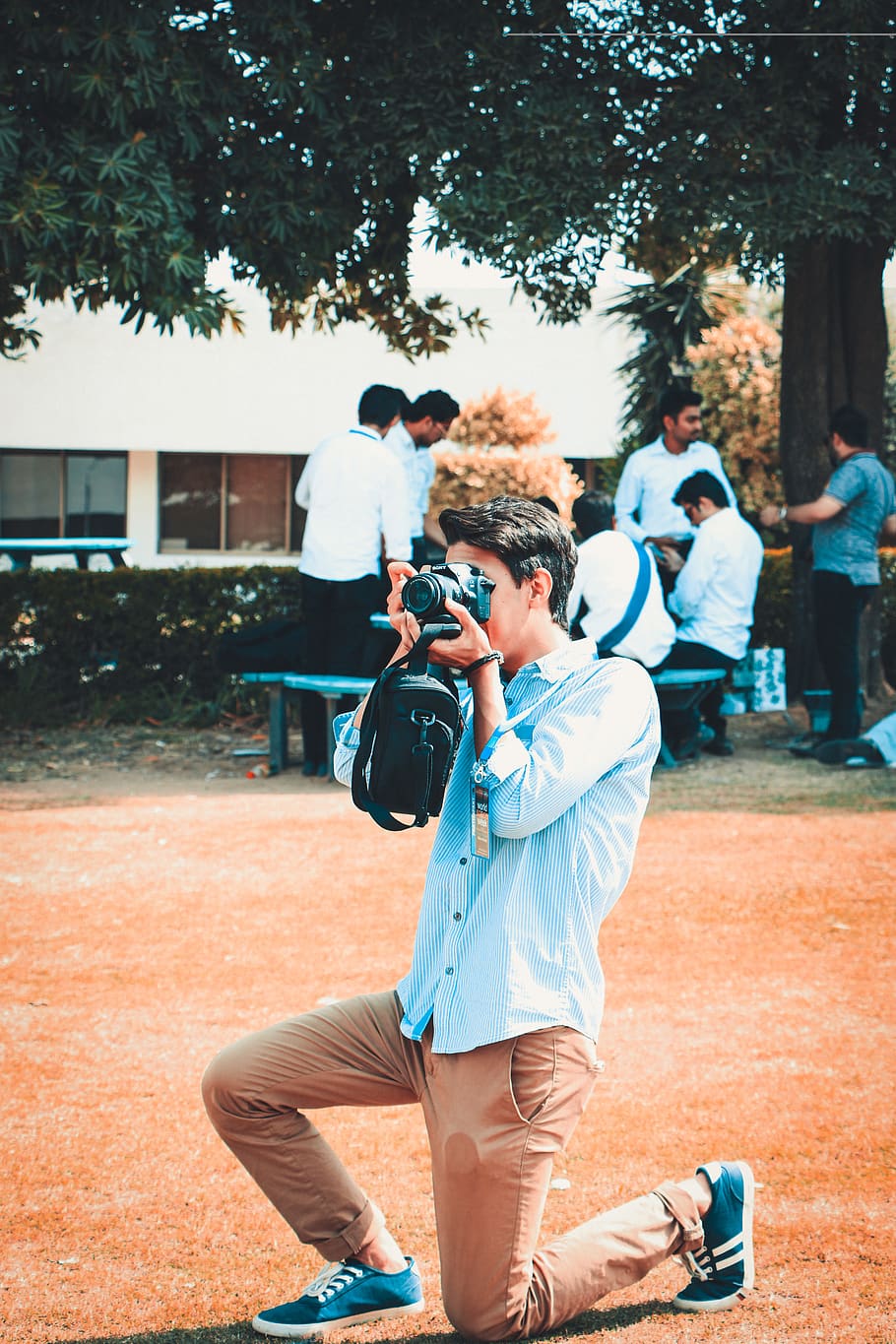 Man Holding a Black Dslr Camera, daytime, park, person, taking photo HD wallpaper