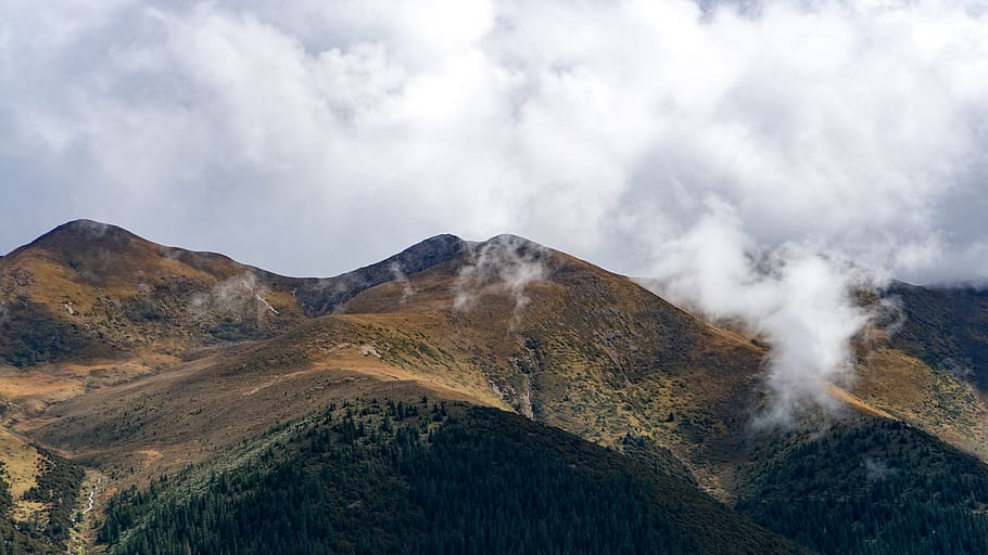 mountain during daytime, cloud - sky, beauty in nature, scenics - nature HD wallpaper