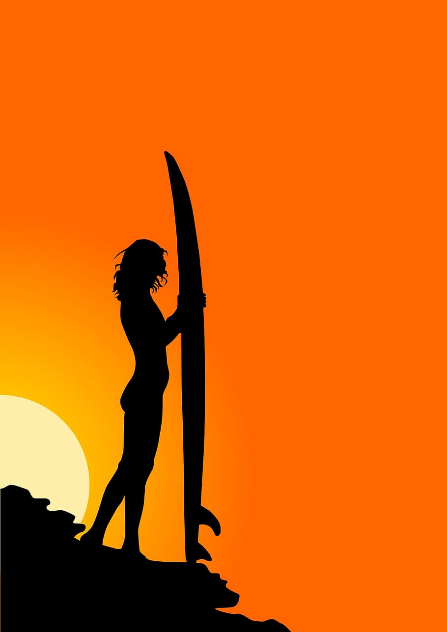 graphic, graphical, surf, surfer, surfing, lady, woman, human HD wallpaper