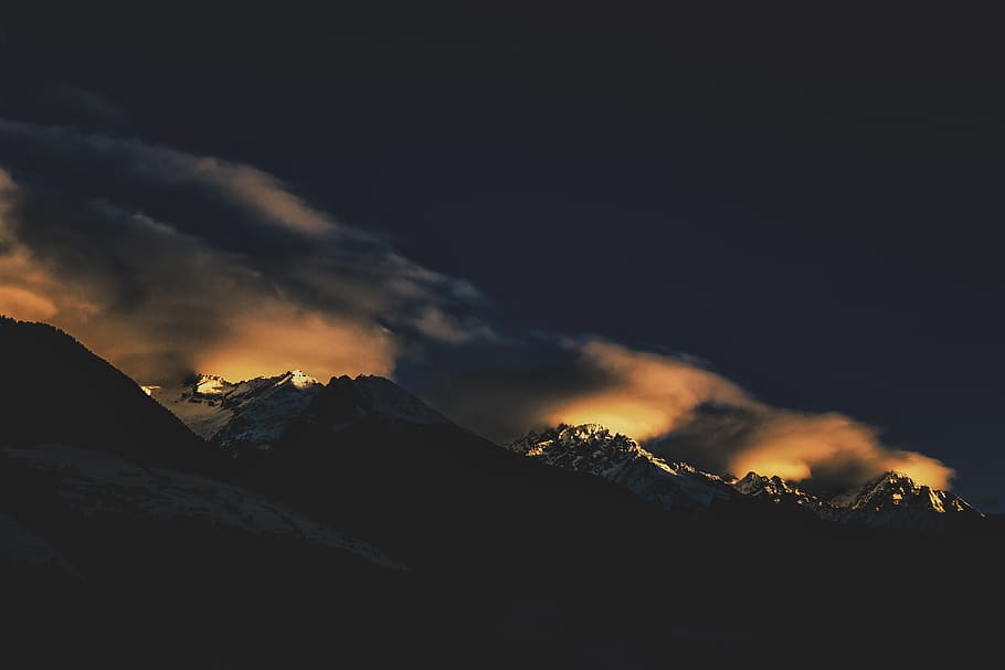 nature, outdoors, mountain, mountain range, peak, weather, sky HD wallpaper