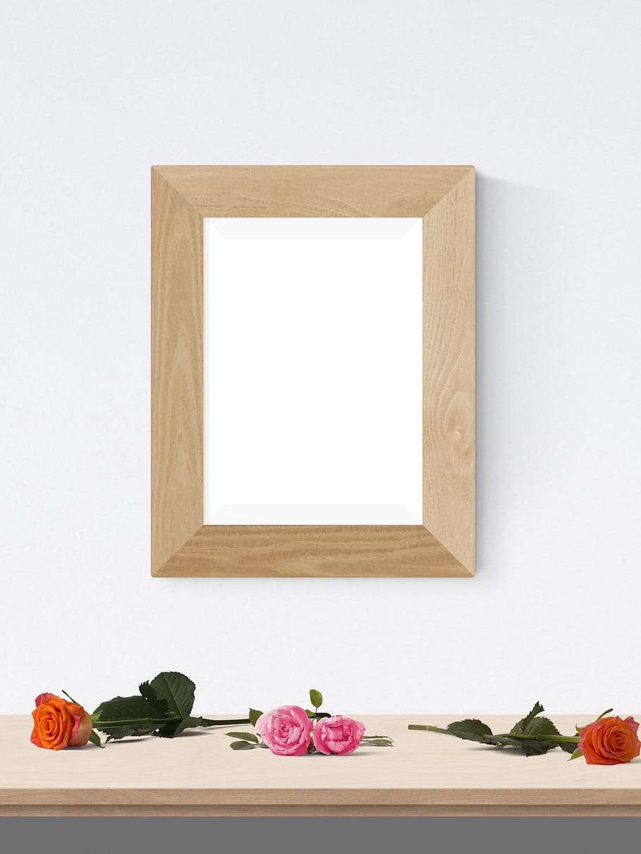 poster, frame, wall, desk, flowers, rose, indoors, no people HD wallpaper