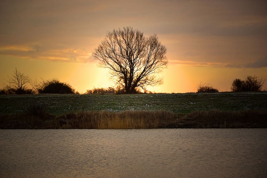 sunrise, sunset, landscape, nature, river landscape, water HD wallpaper