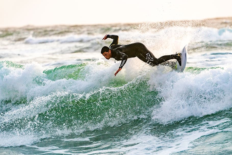 Man Riding Waves, action, active, athlete, beach, fun, motion HD wallpaper