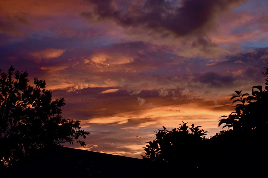 sunset, night, evening, dusk, sky, nature, clouds, outdoor HD wallpaper