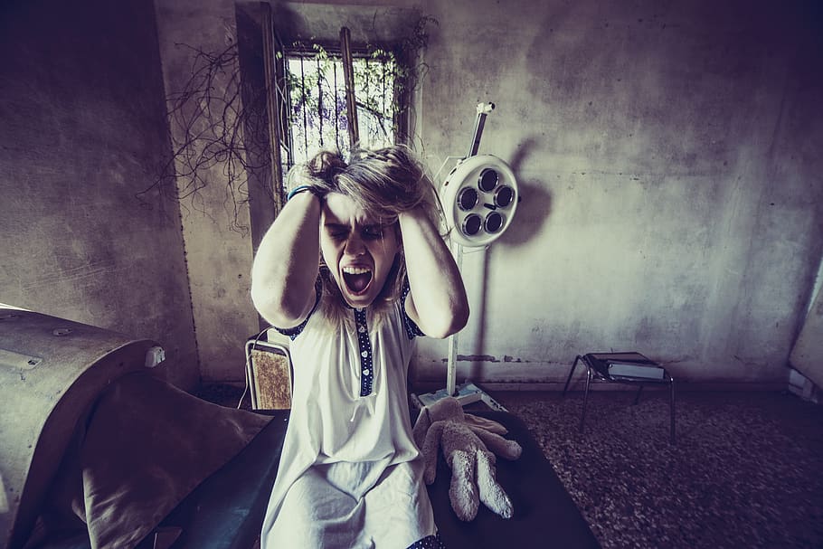 scream, desperation, window, madhouse, one person, spooky, horror, HD wallpaper