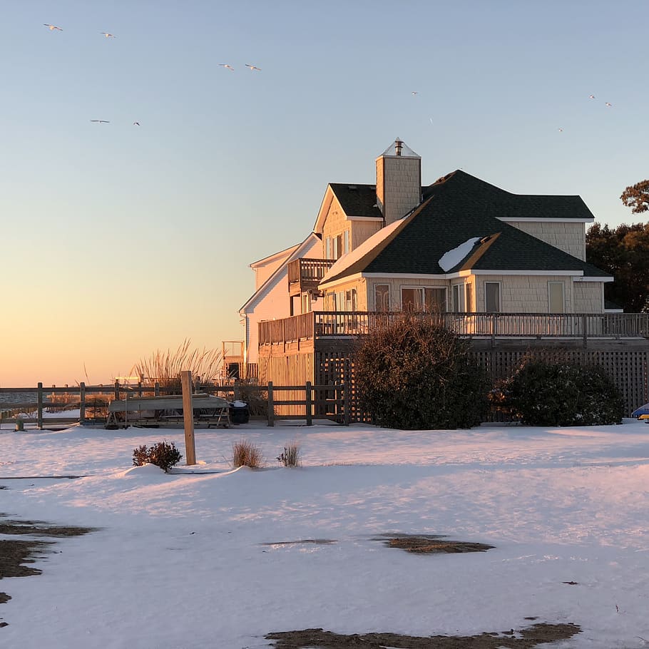 House, architecture, building, cold, daylight, home, snow, built structure HD wallpaper
