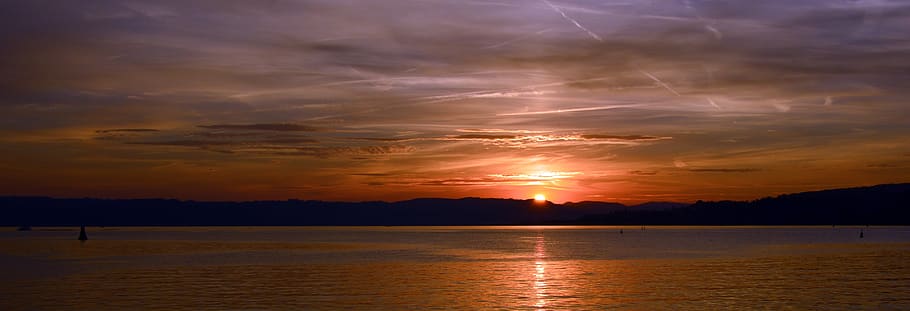 sunset, sky, clouds, abendstimmung, afterglow, evening sky HD wallpaper