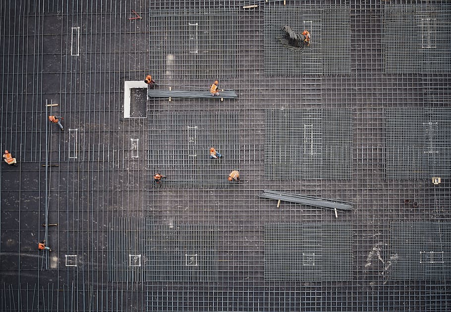 aerial photo of people in park at daytime, metal, work, workman, HD wallpaper