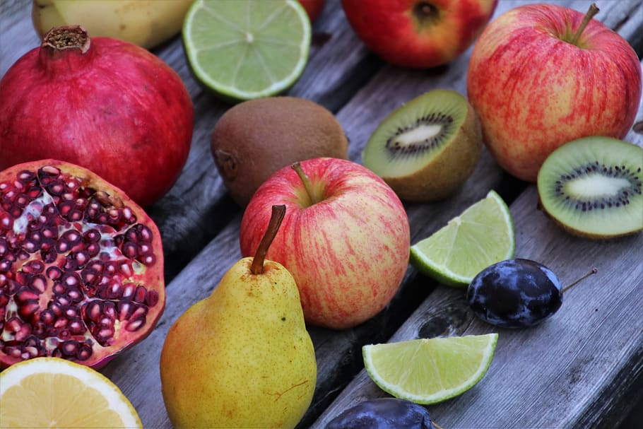 fruit, pear, pomegranate, apple, lemon, eat, food, update, tasty HD wallpaper