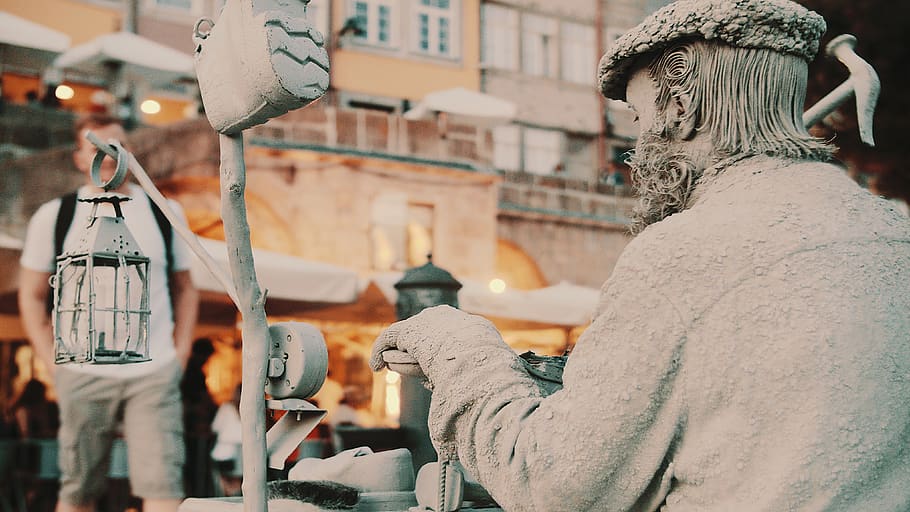 gray concrete satue, human, person, people, porto, portugal, apparel HD wallpaper
