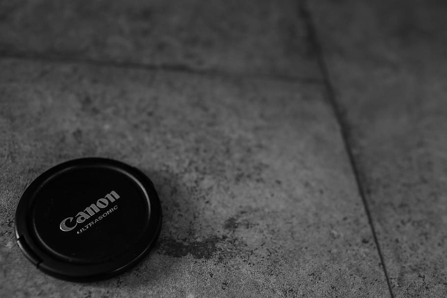 canon, lens cap, no people, text, technology, focus on foreground HD wallpaper