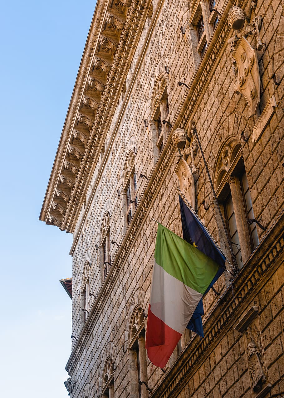 italy, siena, flag, europe, italian flag, building, sienna