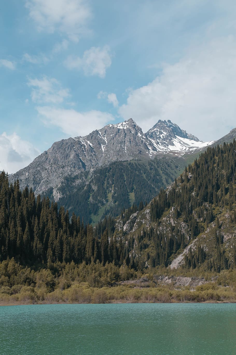 Snowcaps Mountain Near Body of Water, clouds, daylight, environment HD wallpaper