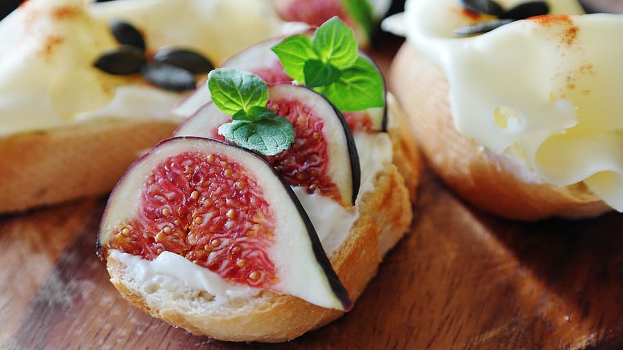 fig, cheese, cream cheese, bread, baguette, eat, healthy, food HD wallpaper