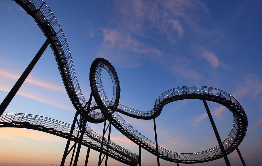 Black and White Roller Coaster, architecture, engineering, entertainment HD wallpaper