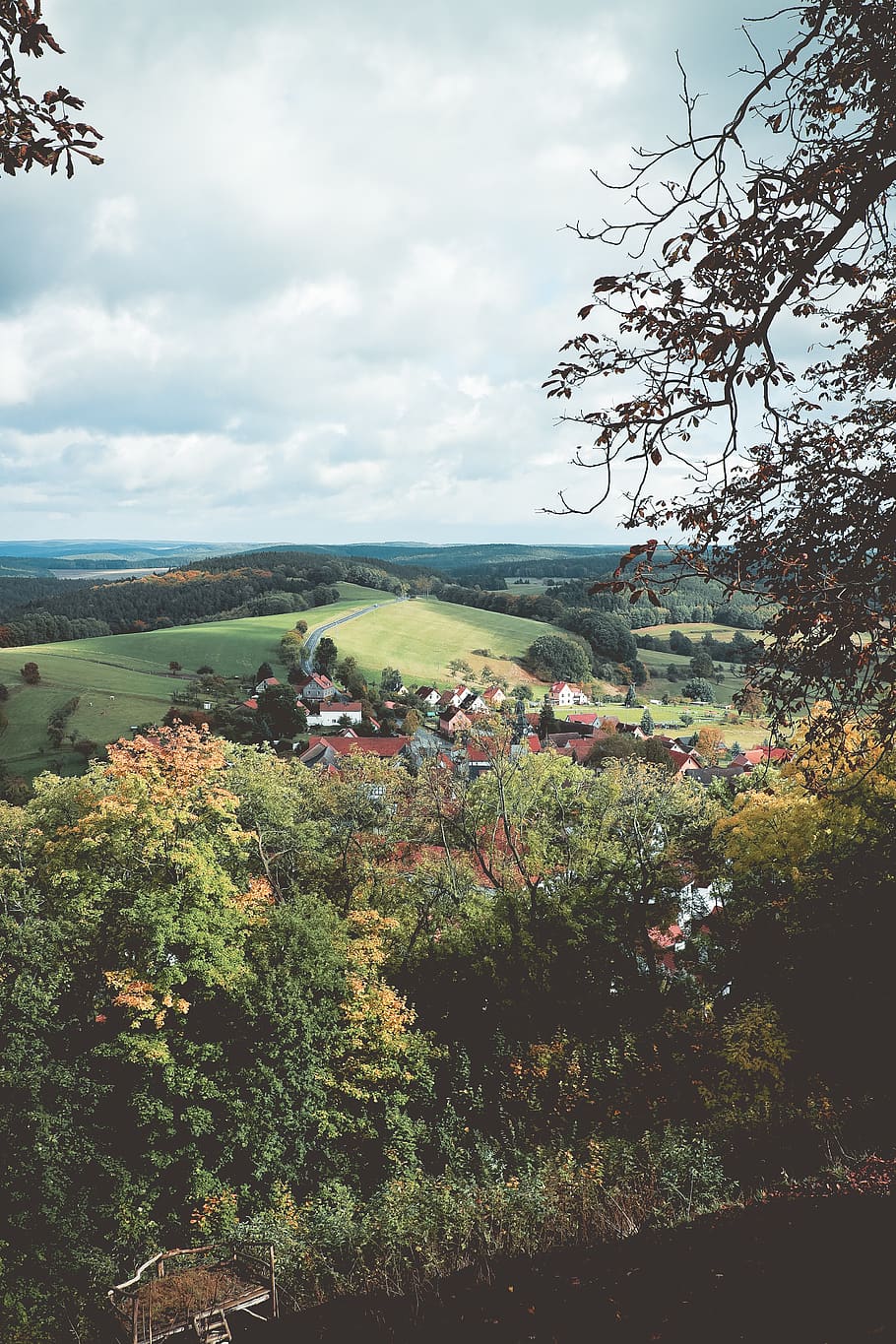 view, landscape, leuchtenburg, thuringia, forest, fields, autumn HD wallpaper