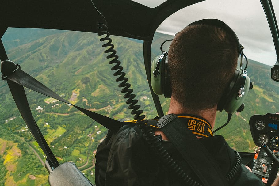 man riding helicopter, human, person, leisure activities, adventure HD wallpaper