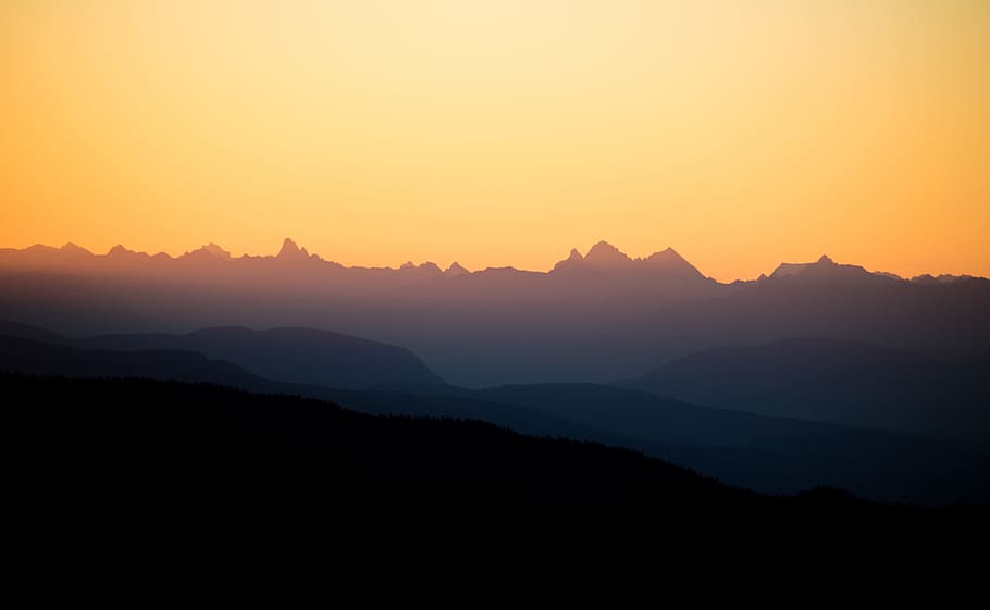 layer, shadow, sunrise, britishcolumbium, mountain, sky, mountain range HD wallpaper