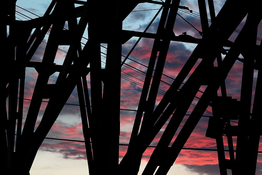 evening, scaffold, strive, struts, backlighting, contrast, crane HD wallpaper