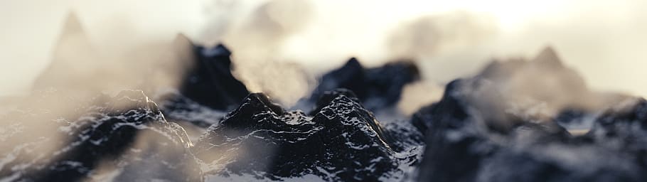 mountain, snow, sky, planet, scenic, scene, virtual, still HD wallpaper