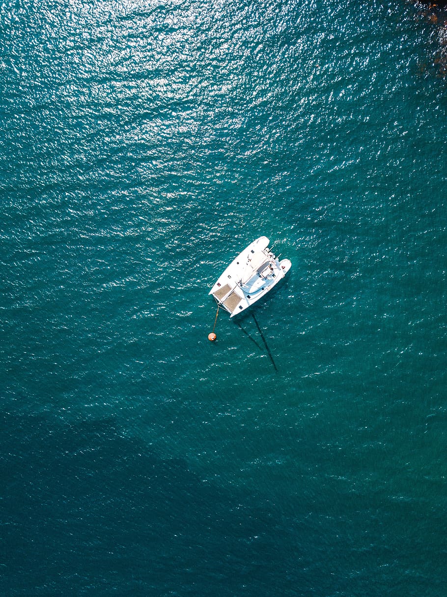 greece, santorini, sky, high, boat, sailing, simple, minimalism HD wallpaper