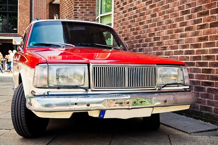 auto, vehicle, dare, oldtimer, pkw, red, automotive, combi HD wallpaper