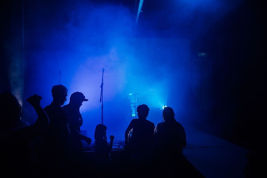 concert, dark, black, gig, smokey, stage, silhouette, music