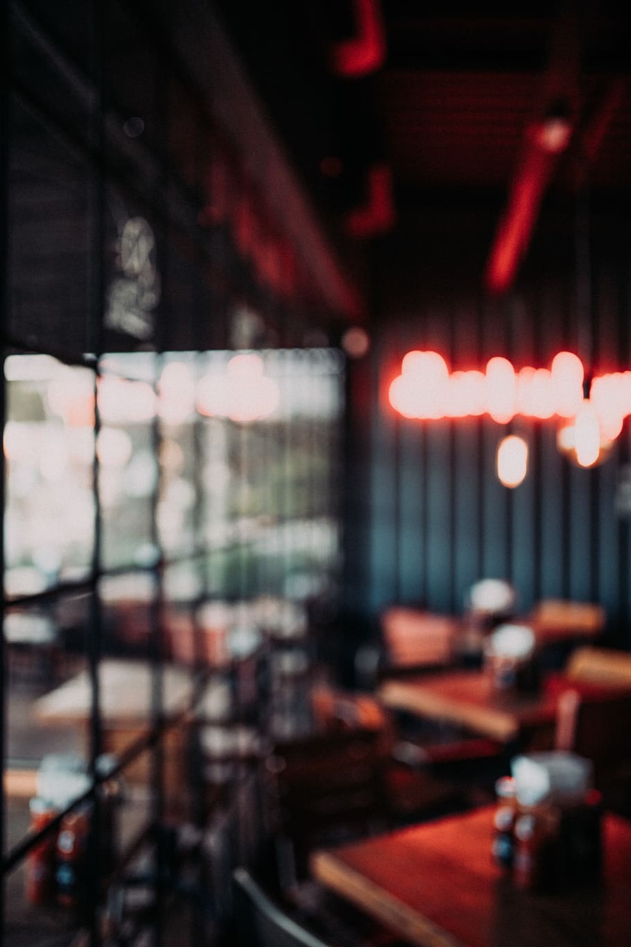 HD wallpaper: Black and Red Floral Textile, bar, blur, chairs, commerce ...