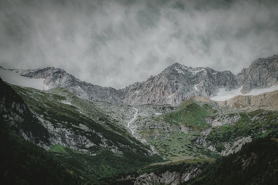 Aerial View of Mountians, adventure, alps, climb, clouds, cold HD wallpaper