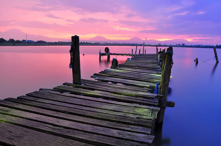 Brown Wooden Dock, bridge, colorful, colourful, HD wallpaper HD wallpaper